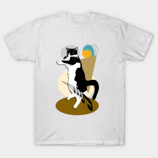 Cute Tuxedo Cat Disco Dancing Copyright TeAnne T-Shirt